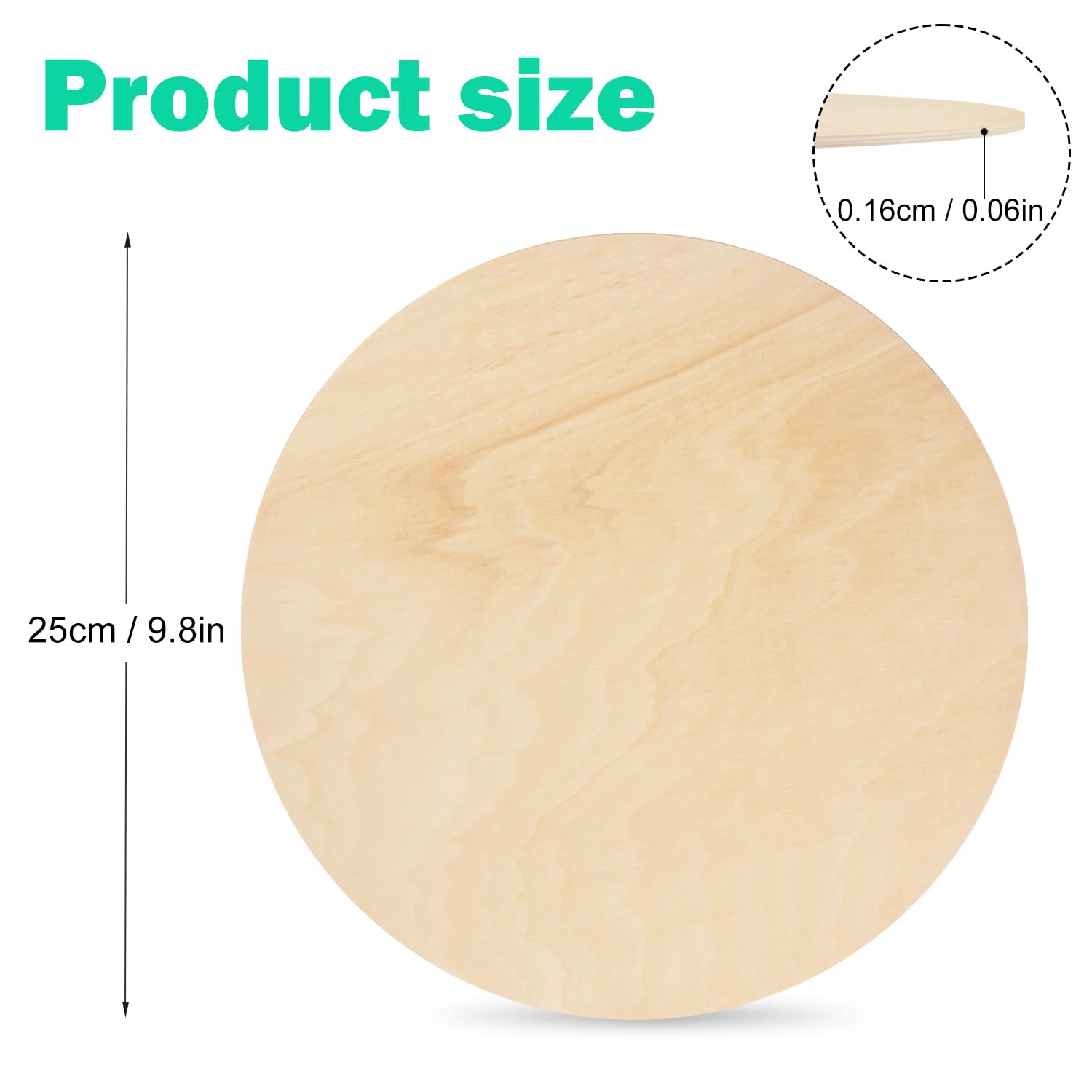 50 círculos de madera de 9.8 pulgadas, círculos de madera sin terminar de 1.6 mm de grosor, círculos de madera contrachapada, discos de madera sin terminar para manualidades, colgador de puerta,