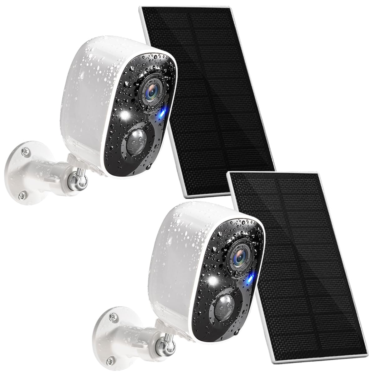 GMK Solar Security Cameras Wireless Outdoor, with Solar Panel 2K Color Night Vision Motion Detection 2-Way Talk Battery Powered WiFi Home Indoor