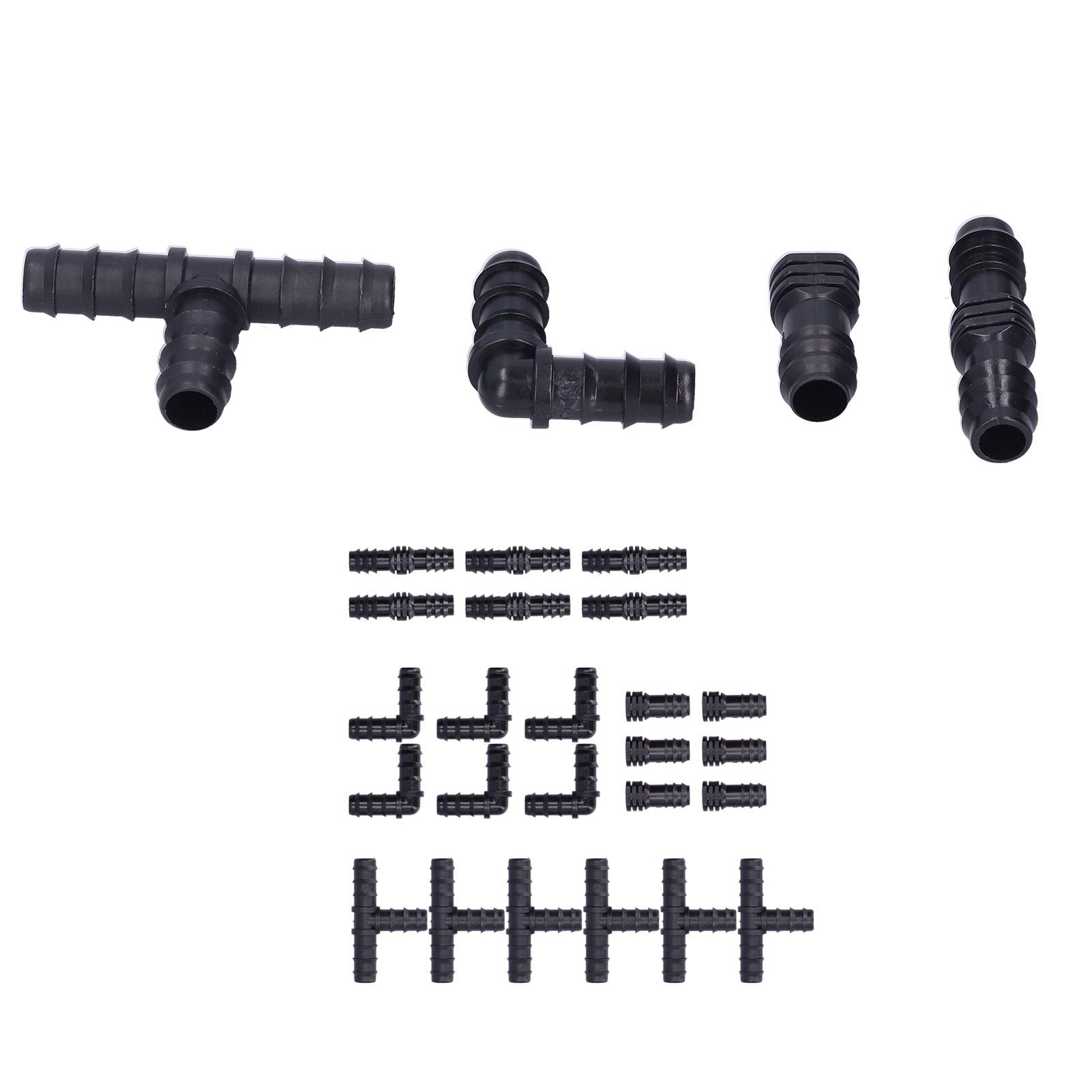 Restokki 24Pcs/Set Drip Irrigation Fitting Kit, 1/2 Tubing Barbed Connectors for Drip or Sprinkler Systems