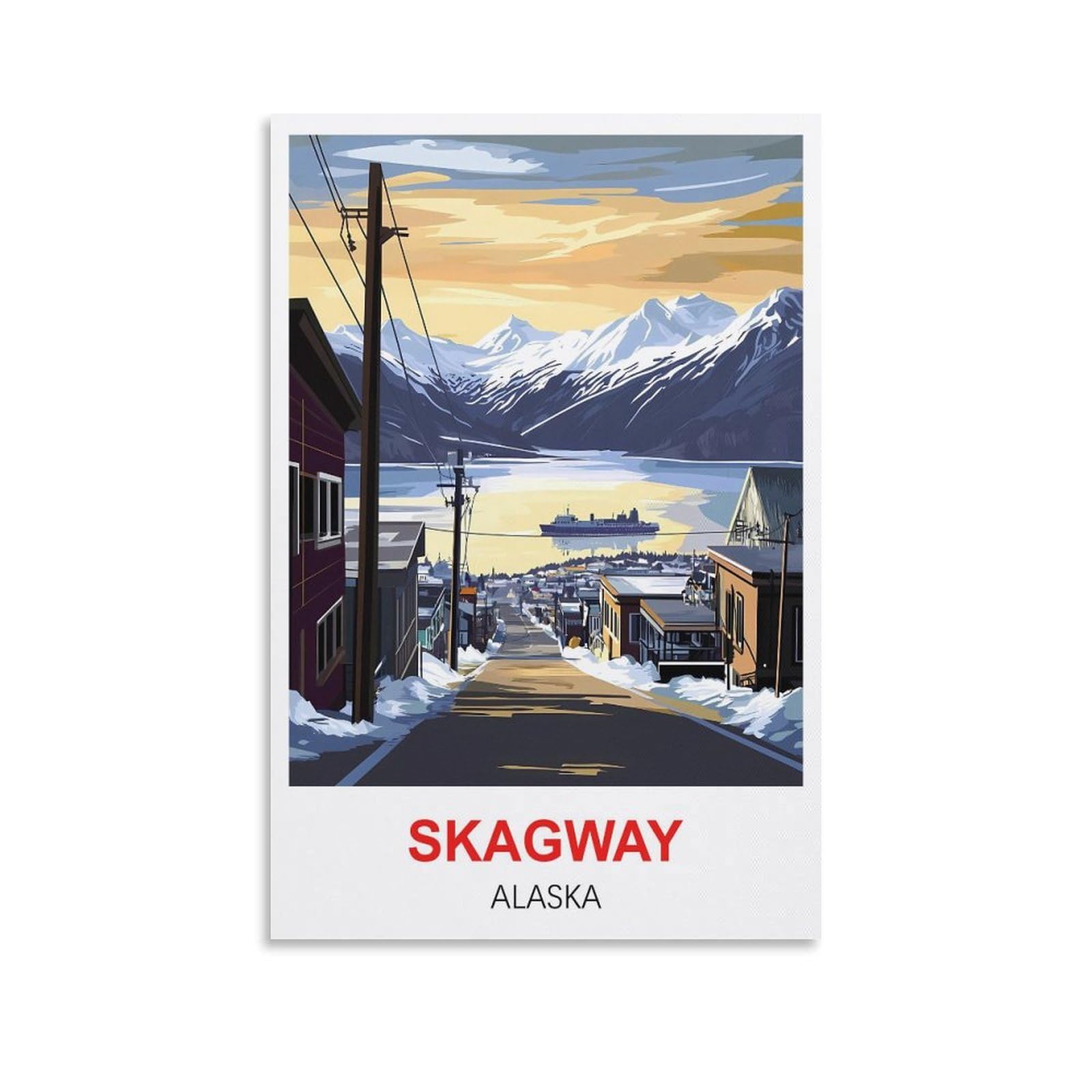 EZMLFA 5D Diamond Art Kits for Beginner,Skagway Alaska,Diamond Art House DIY Diamond Art Kits for Home Wall Decor 30x40cm
