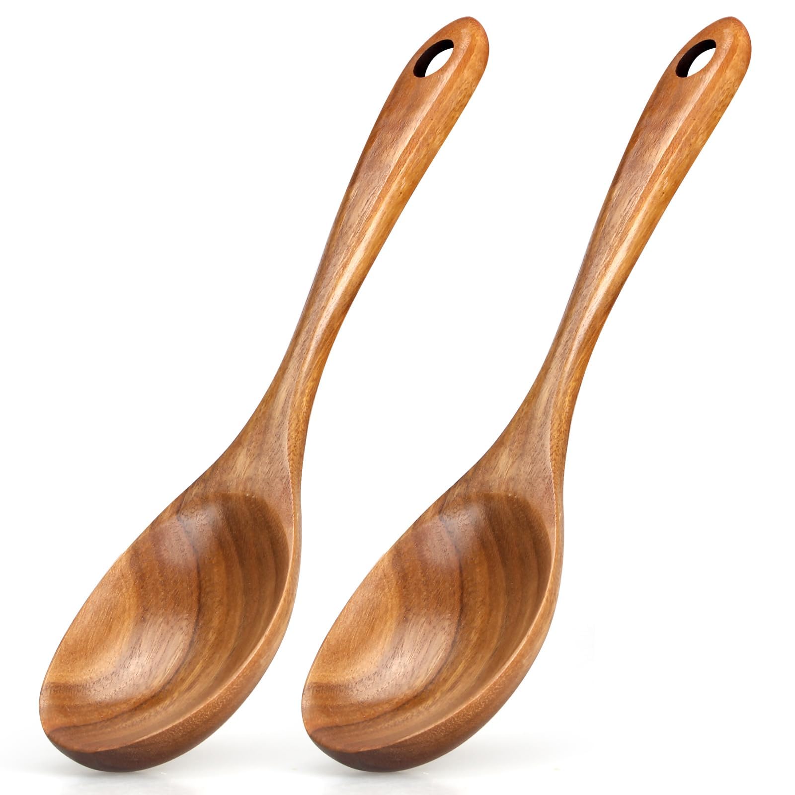 Wooden Spoons for Cooking Acacia Wood Kitchen Utensils Set Serving Spoon