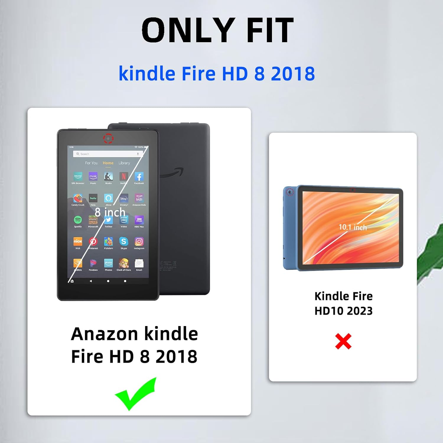 for Fire HD 8'' 2016/2017/2018 PU Leather Slim Folio Stand Hard PC Back Shell Smart Cover Case, Bookshelf Girl, Support Auto Wake/Sleep
