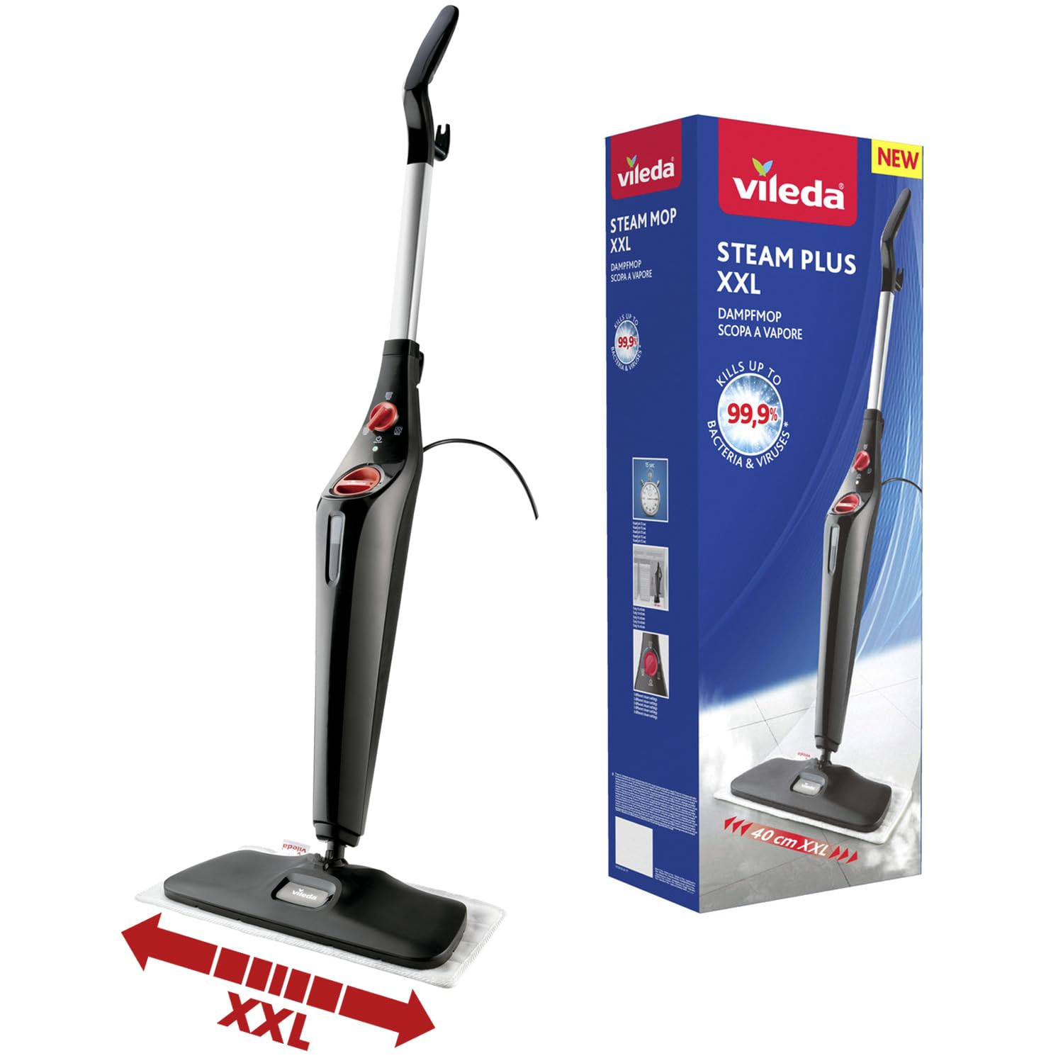 Vileda Nettoyeur Vapeur Noir Large 4023103229754