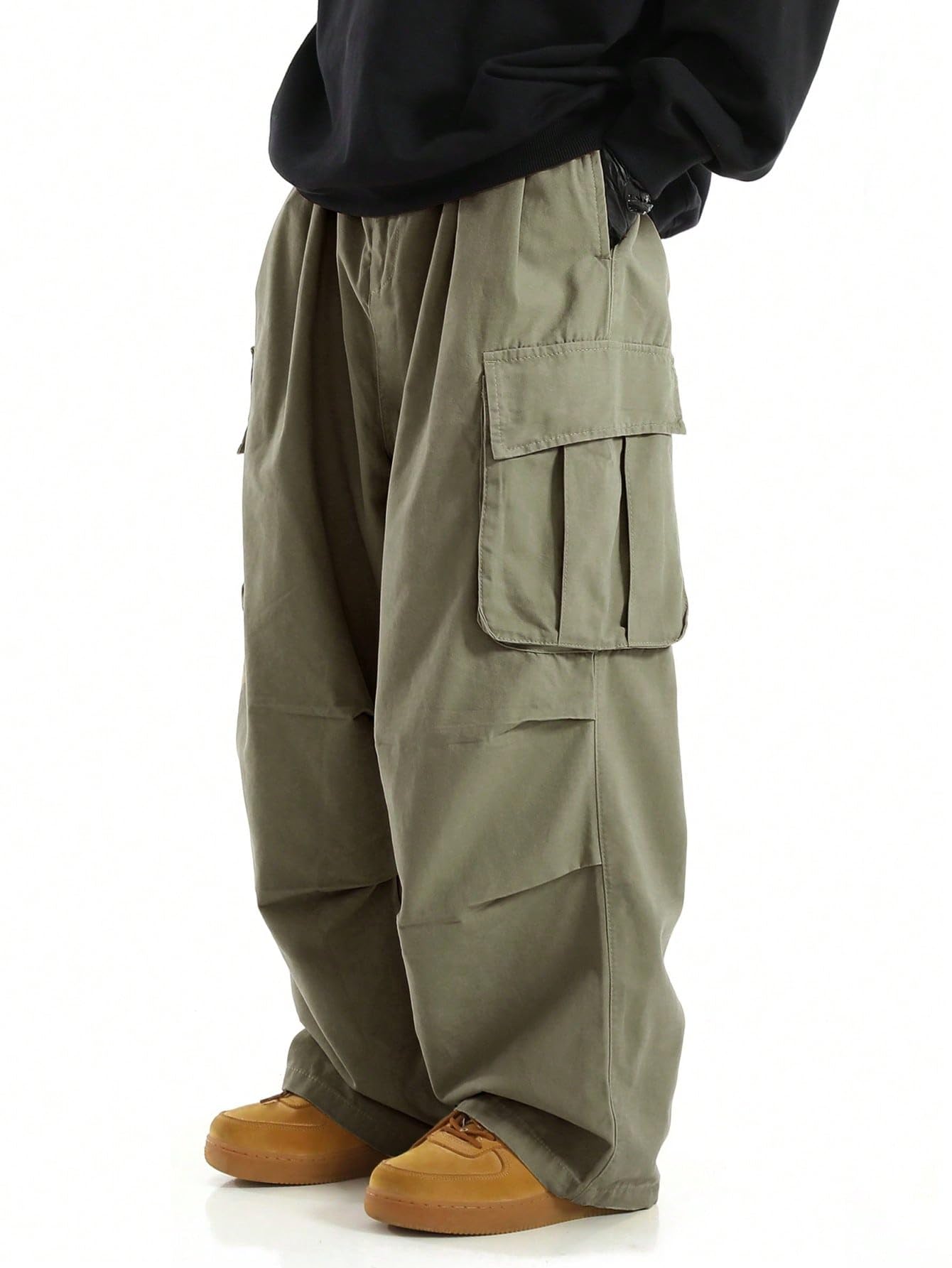 Verdusa Men's Drawstring Waist Pocket Side Loose Cargo Pants Baggy Joggers