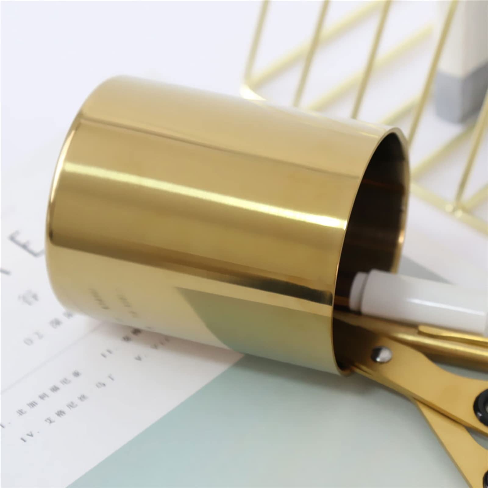 SISWIM Stifteköcher Stiftbecher Stifthalter Golden Round Edelstahl Stifthalter Office Office Desktop Multifunktionaler Bleistiftspeicherbecher Stifteköcher Schreibtisch