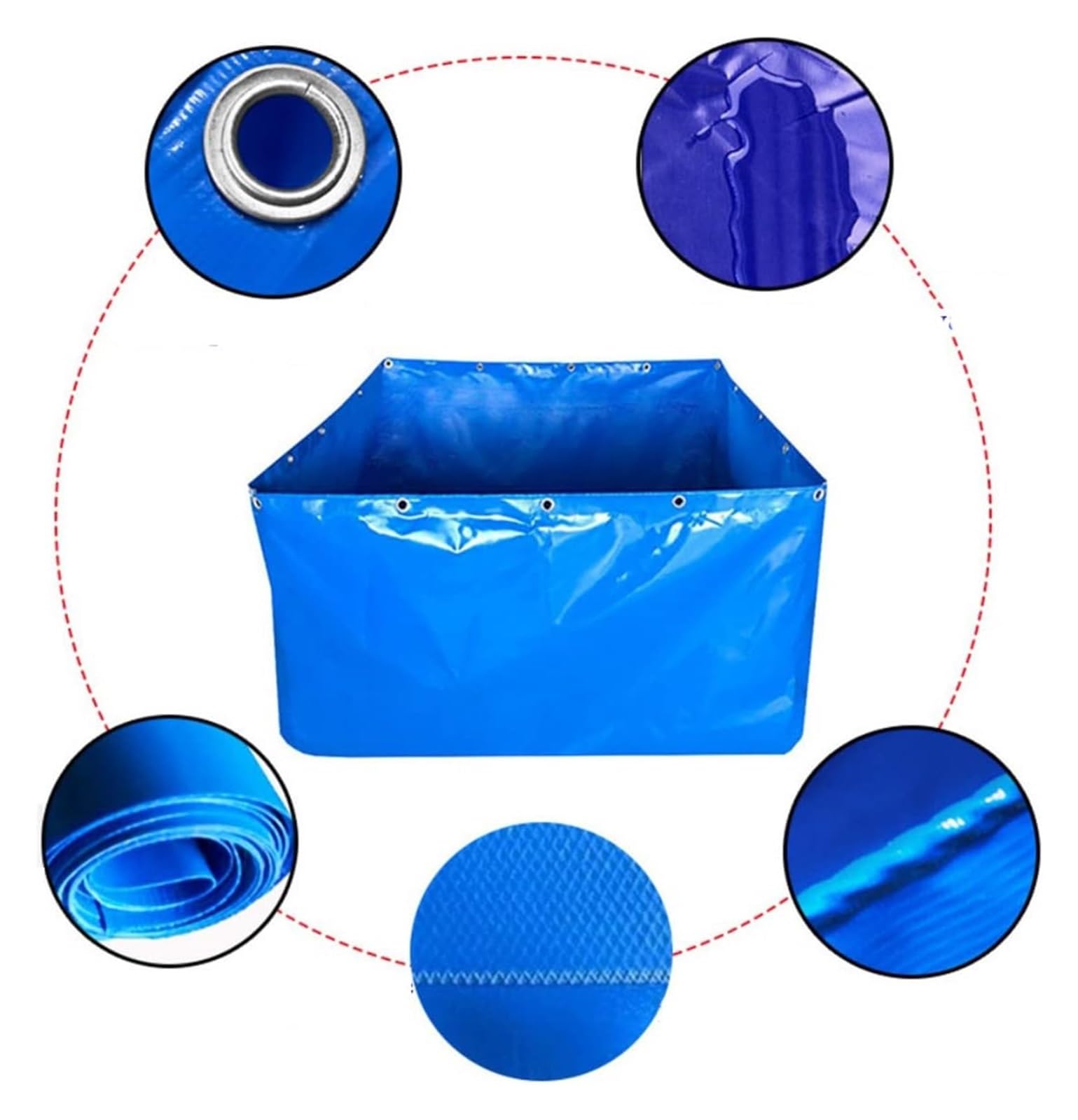 Laghetto per Pesci in Tela Pieghevole ad Alta Resistenza - Serbatoio d'Acqua Portatile per Esterni con valvola di Scarico, Ideale per l'acquacoltura, Grande capacità (1x3x0,8 m), Resistente