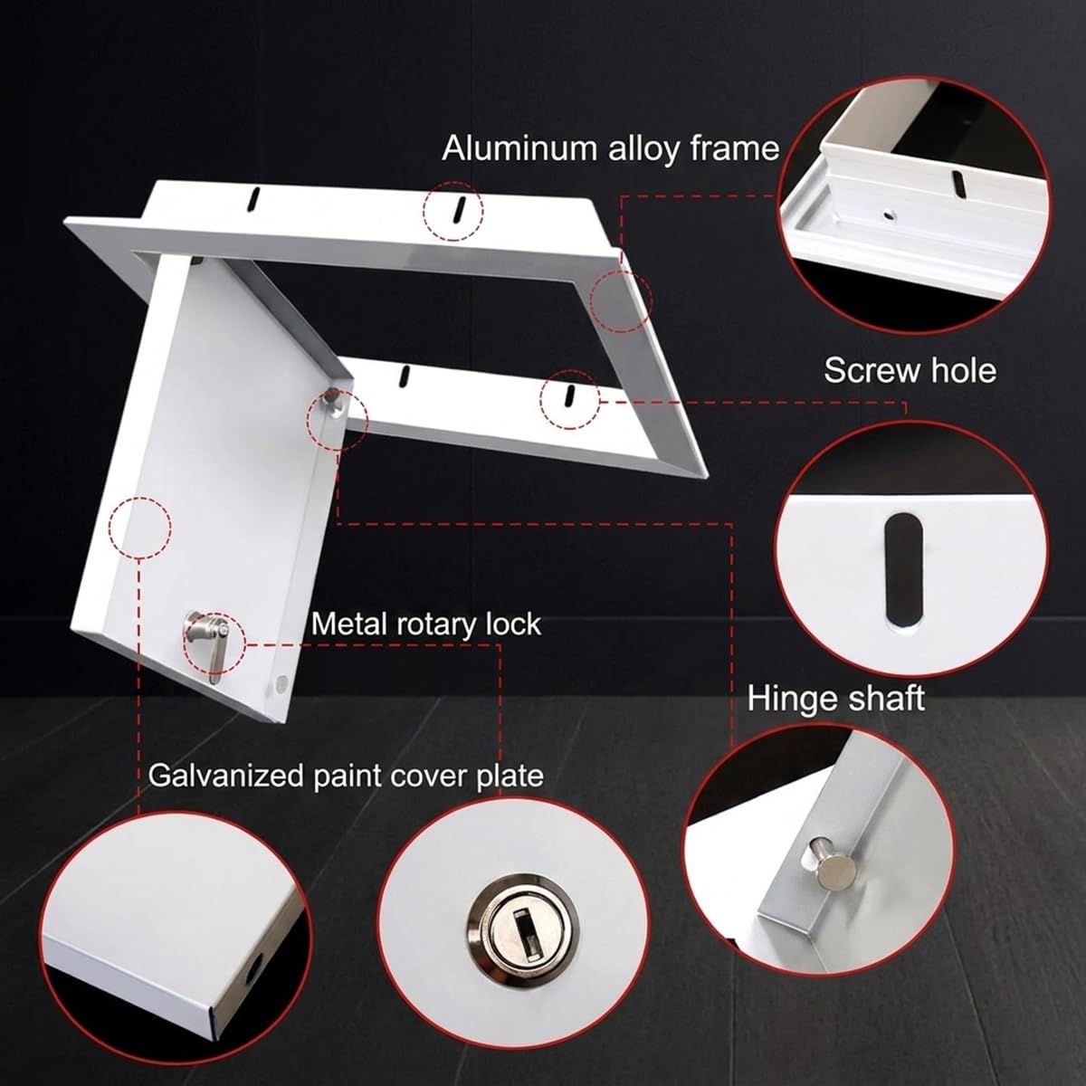 Trampilla Pladur con Cierre para Destornillador, Puerta de Inspección de Aluminio Antioxidante, Compuerta de Registro Empotrada para Válvulas y Mantenimiento(White,300 x350 mm)