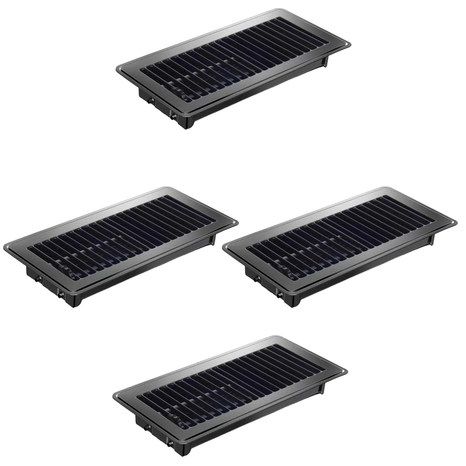 Kaeltsyn Black 4Pcs Carbon Steel Floor Vent Covers Replacement High Efficiency Vent Grille Rustproof Air Cover With Adjustable Airflows Metal Floor Register Cover
