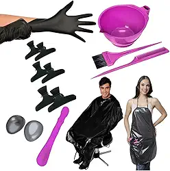 Kit Tintura Coloração com Avental Capa Tigela Pincel e Pente