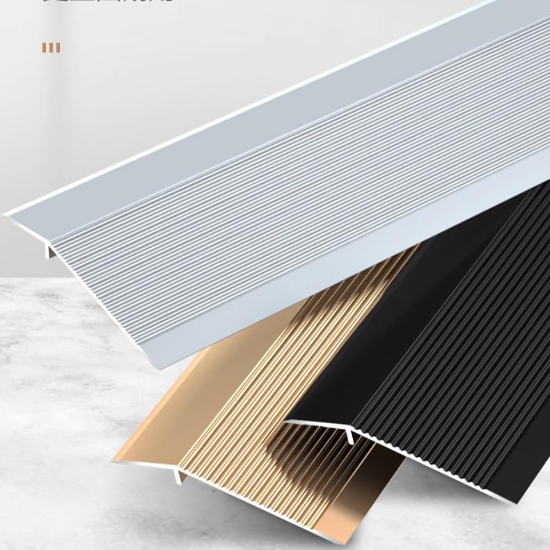 Floor Transition Strip Metal Edge Trim Strip Height 10mm-40mm Non Slip Threshold Ramp Reducer for Doorways/Uneven Flooring/Wood to Tile (Color : Silver, Size : Length 90cm (3ft))