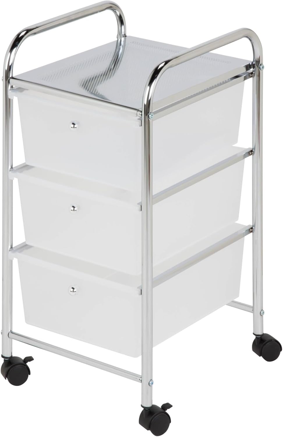 Honey-Can-Do 3-Drawer Plastic Storage Cart on Wheels,Silver 3-Drawer Office Cart