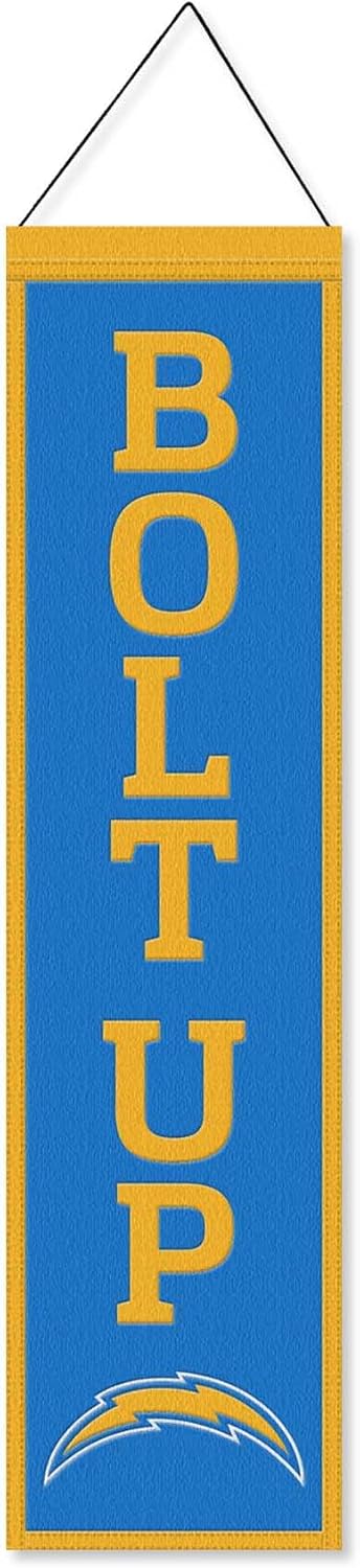 WinCraft Los Angeles Chargers Bolt Up 8x32 Inch Vertical Wool Embroidered Hanging Banner