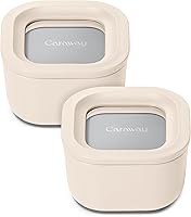 Vista 1 de Caraway Set de 2 piezas de recipientes de vidrio para almacenamiento de alimentos - (2) recipientes de vidrio de 1.75 tazas - Vidrio recubierto