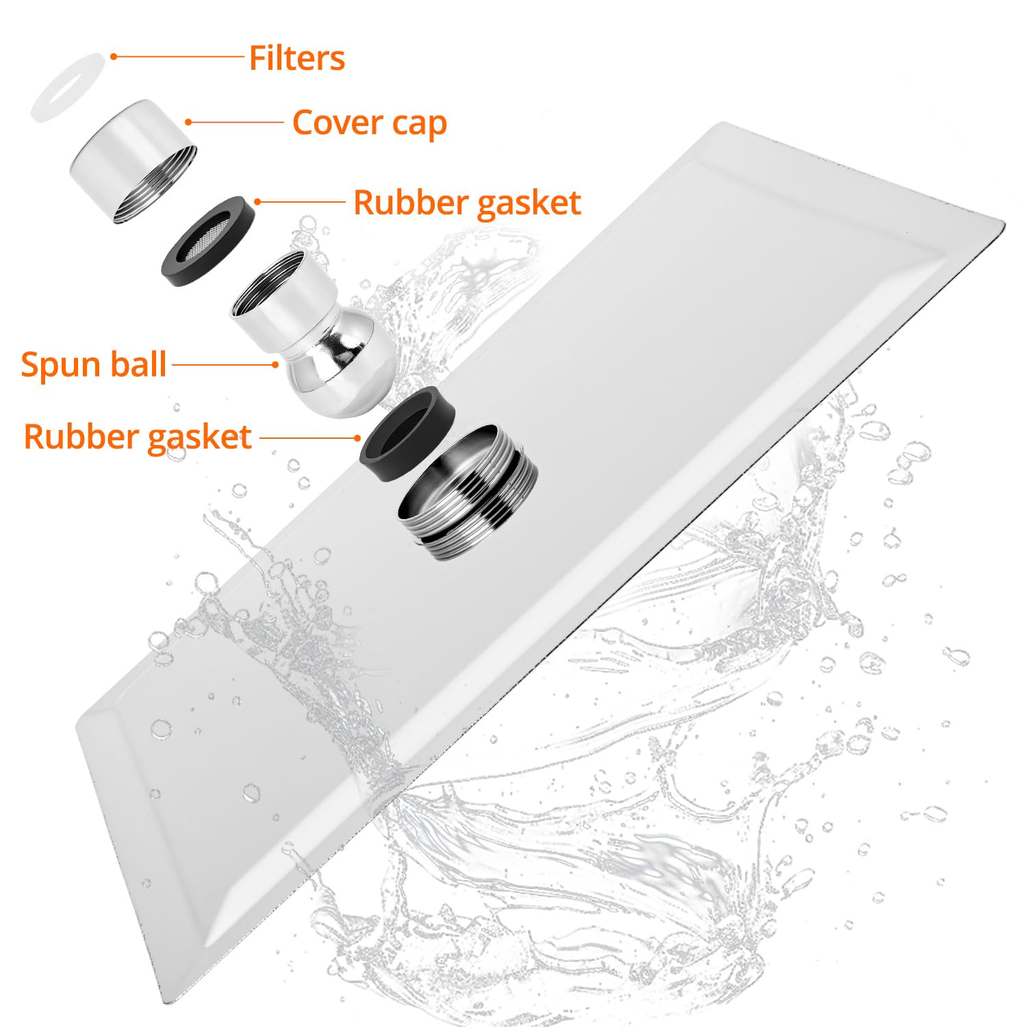 QWORK® 20 CM Soffione Doccia a Pioggia Quadrato in Acciaio Cromato - Angolo regolabile, montaggio standard, facile sostituzione