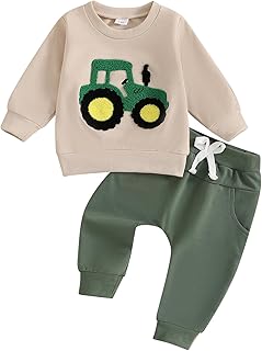 PanLidapan Baby Boy Fall Clothes Toddler Outfits Tractor Embroidery Sweatshirt Jumpers Tops Jogger Pants Trousers Set 2Pcs Winter Tracksuit