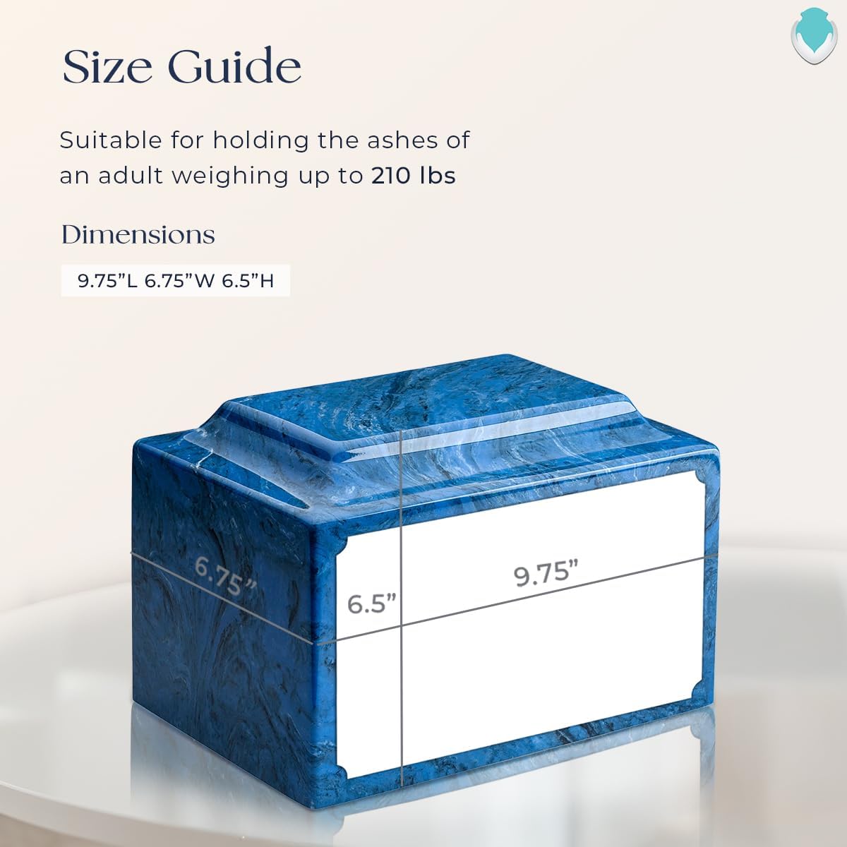 GetUrns Cultured Marble Urn Vault by Mackenzie with Personalized Flowers and Text for Human Ashes I Mystic Blue Adult Urns for Male and Female I 210lbs