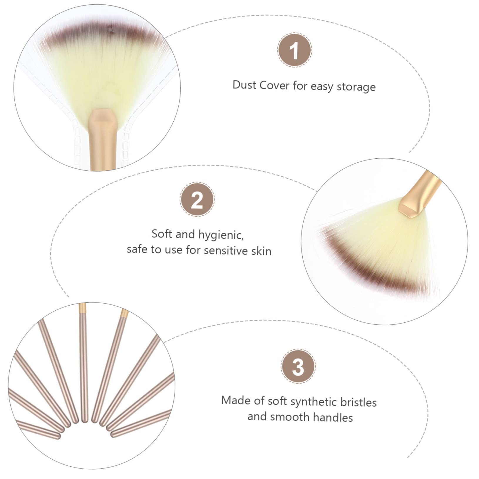 Beavorty 27piezas Pinceles De Maquillaje Forma De Abanico Cepillo Para Iluminador y Rubor Herramientas De Maquillaje Suaves y Fáciles De Limpiar