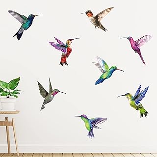 8 Large Humming Birds Wall Stickers,Creative Flying Bird Stickers Removable for Window Living Room Bedroom Office Nusery Large Wall Art Stickers Vinyl Home Décor