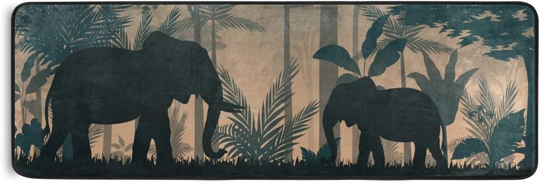 ALAZA Fallow Deer Dreamy Misty Forest Runner Area Rug Non Slip Floor Mat for Hallway Entryway Living Room Bedroom Dorm Home Decor 72x24 inches