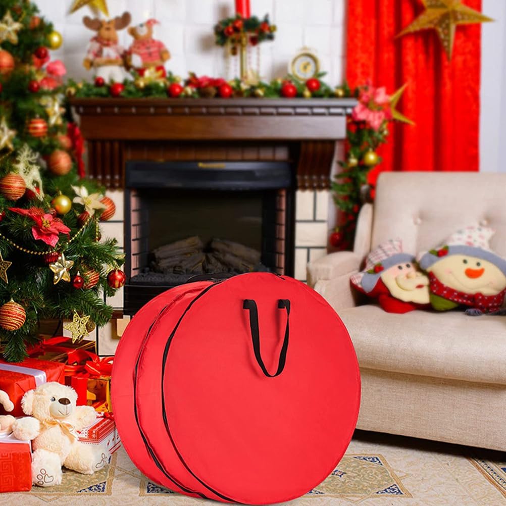 Wreath Storage Container, Double Layer Christmas Wreath Storage Bag with Durable 600D Oxford Material and Reinforced Handle for Holiday Xmas,Green,30inch