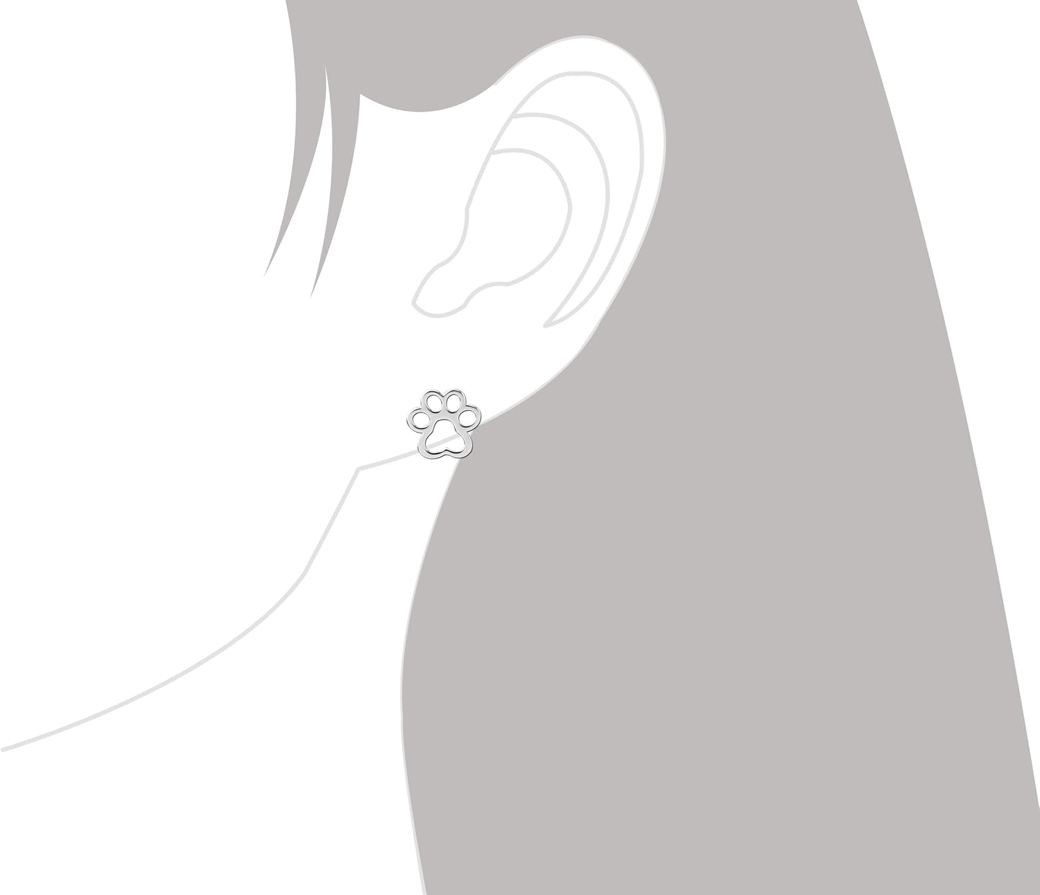 925 Sterling Silver Paw Print Stud Earrings