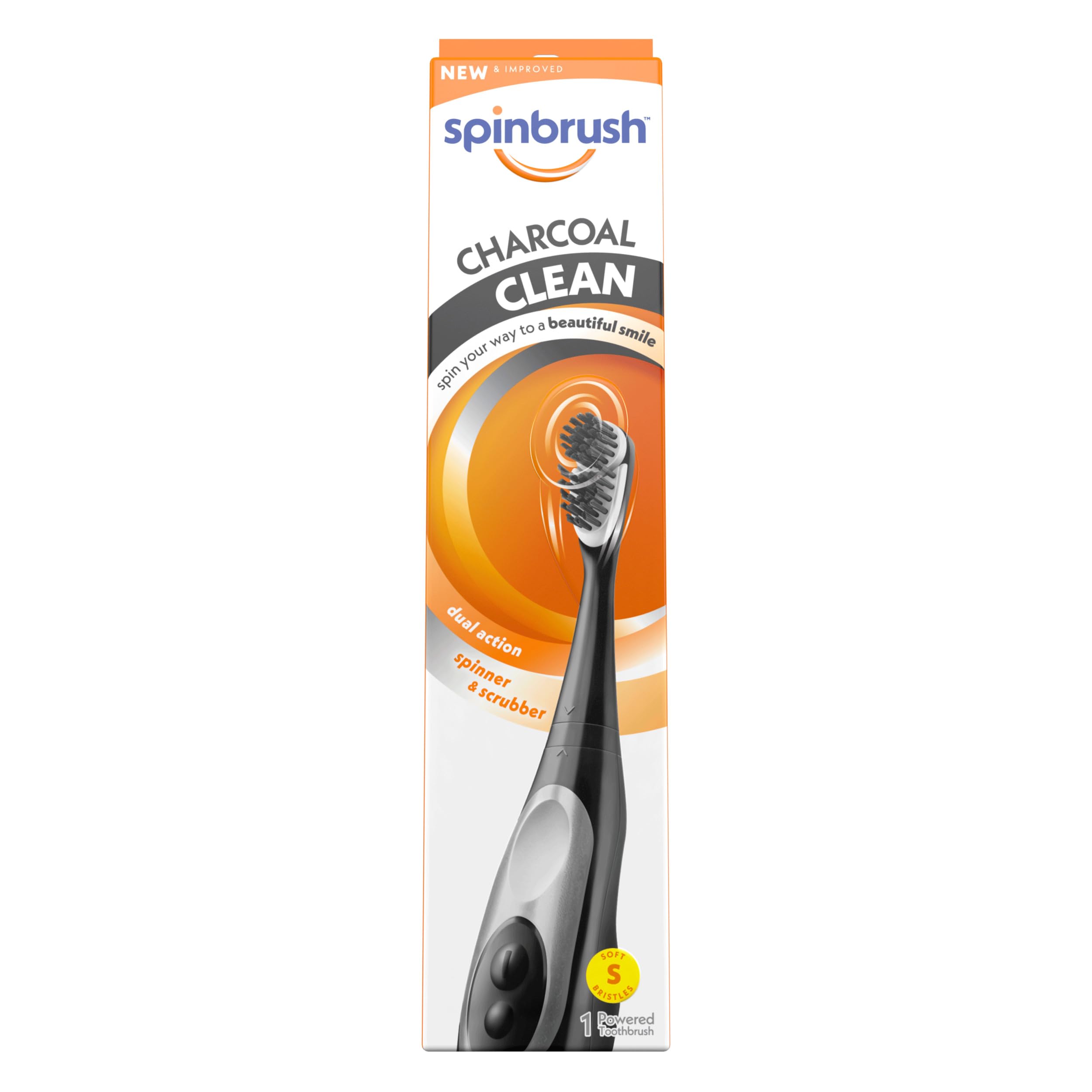 Charcoal Clean Electric Toothbrush Battery Operated Soft Bristles with Charcoal, Pack of 1