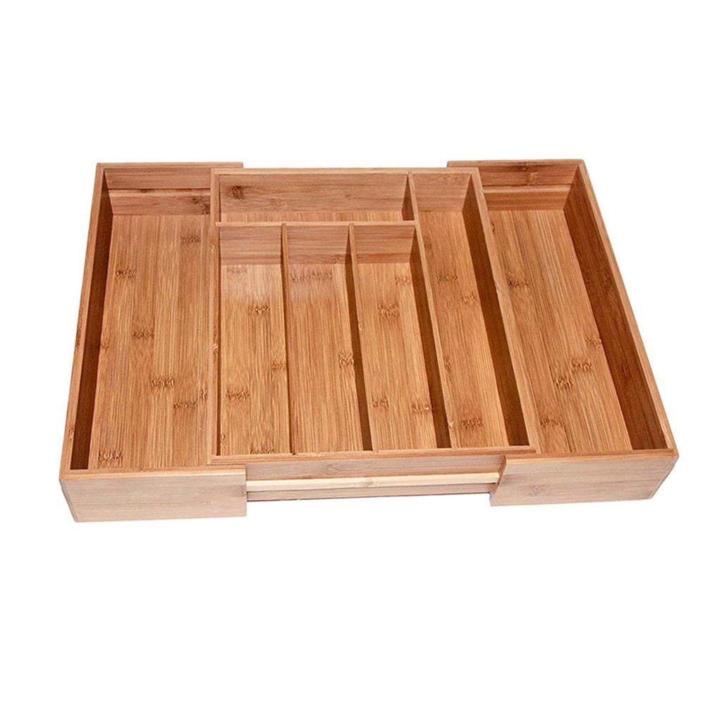 Tubayia Silver Wooden Cutlery Holder Cutlery Tray Drawer Insert Drawer Organiser For Cutlery