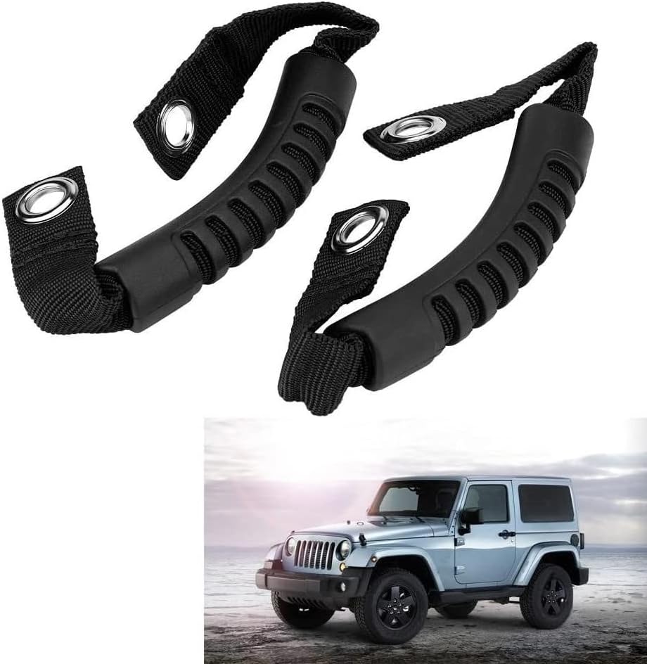 - Polypropylene SUV & Jeep Coated Back Seat Grab Pull Handle - Sturdy 2Pcs Headrest Grab Handles for Cars, Black