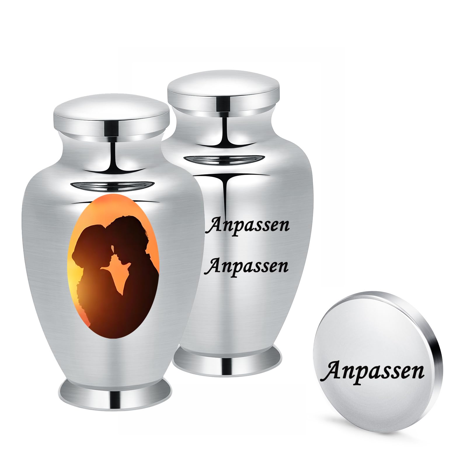 Urnas de cremación grandes para cenizas mascotas/cenizas humanas Memorial Urnas grandes de acero inoxidable recuerdo de cremación para cenizas titular (plata, personalizar foto)