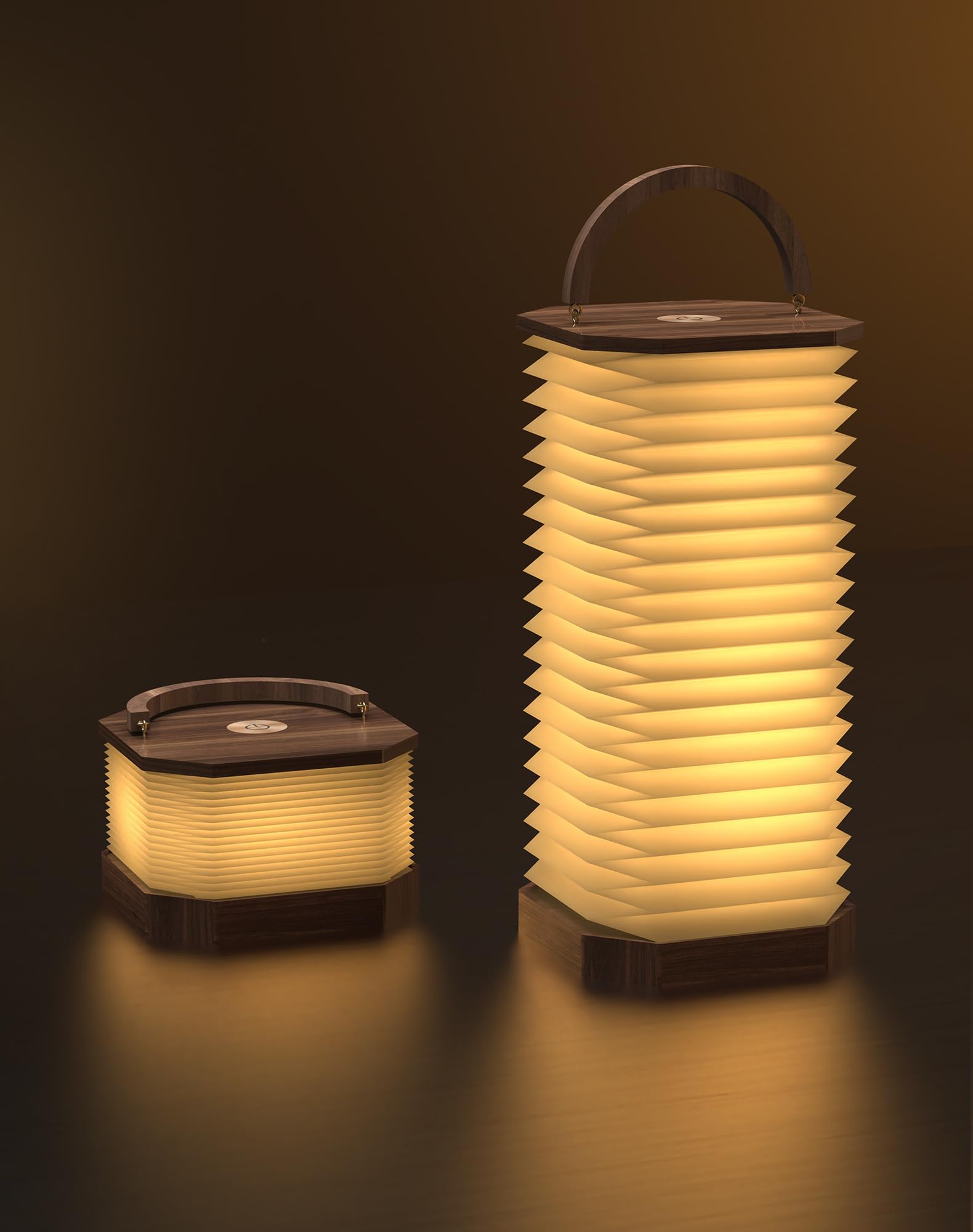 ZBOLE Vertical Accordion Lamp with Handle, Warm Light, Adjustable Height & Brightness, USB Charging