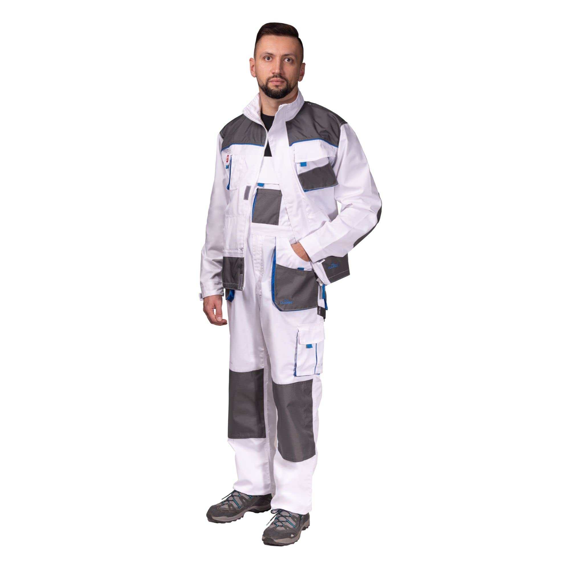 Overol con peto y soporte para hombre, pantalones con rodilleras, chaqueta disponible perfecto para el trabajo, pintor, pisos