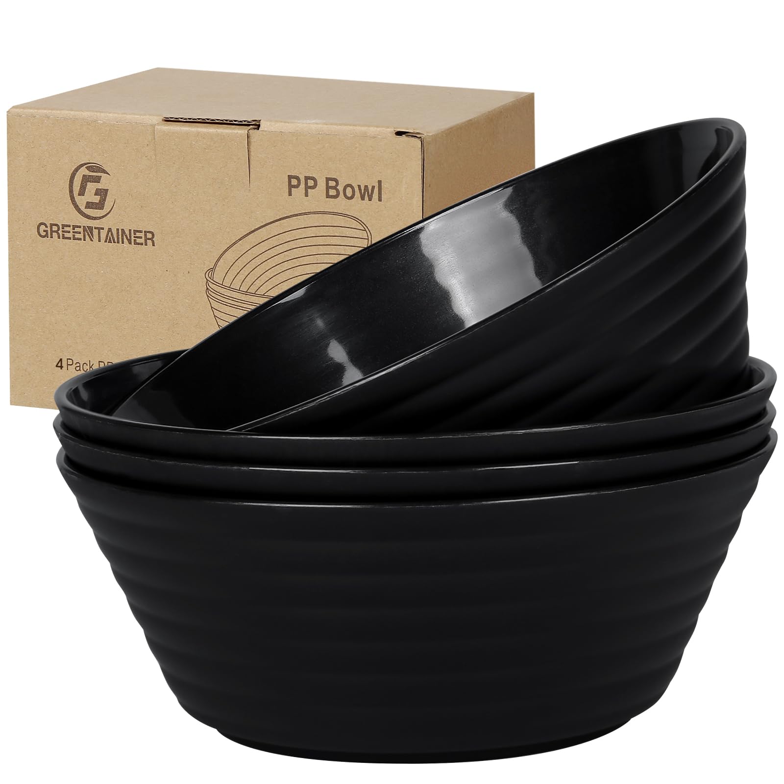 Unbreakable Large Cereal Bowls Sets,4 PCS Unbreakable Cereal Bowl 52 OZ,Soup Bowl Sets for Serving Soup,Oatmeal and Salad, Microwave & Dishwasher Safe,BPA Free,Black