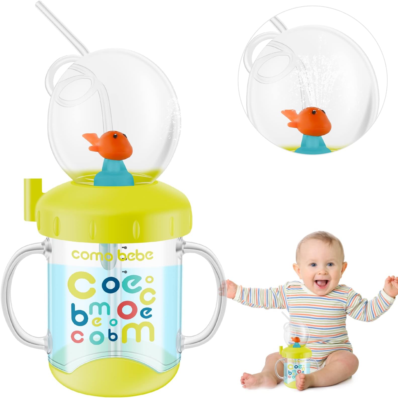 Xujuika Whale Squirt Trinkbecher 300ml - Auslaufsicherer Baby-Becher Mit Wal-Design