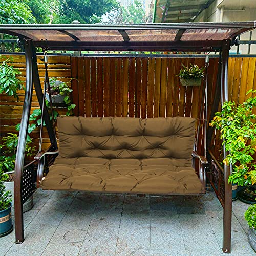 Cojín de banco impermeable con respaldo, 10 cm de grosor, 120 x 100 cm, cojín de asiento para columpio, para 2-3 personas, cojín de jardín al aire libre y cómodo asiento de patio