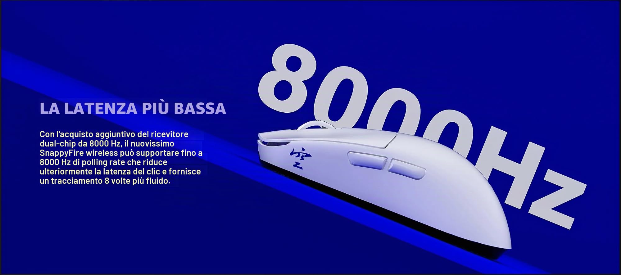 Ninjutso Sora V2 8K Mouse Wireless Gaming (39g) - Sensore AIMNINJA, 26000 DPI, Ricevitore SnappyFire 8K Incluso, Policarbonato, Nero