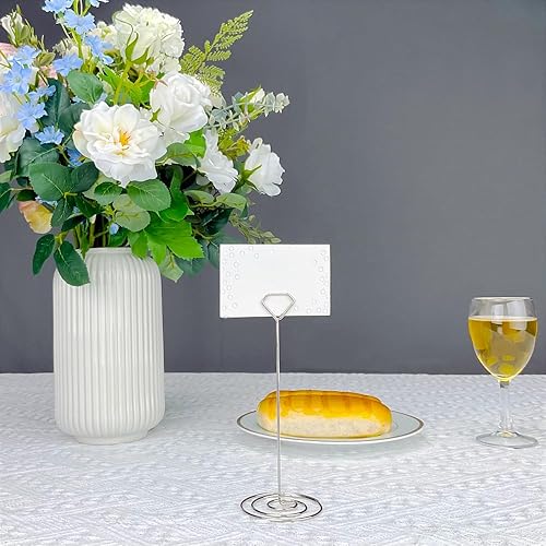 Miniatura 6 de Wettin 12 soportes de números de mesa de diamantes con 14 tarjetas de lugar, soporte para tarjetas de lugar, soportes para tarjetas de mesa,