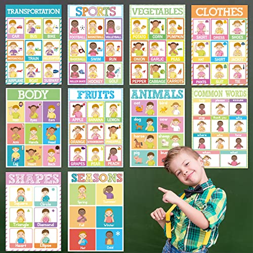 Image of 18 Pieces Sign Language Poster ASL Poster for Classroom ASL Posters Sign Language Flash Cards for Toddlers Kids Students Classroom Decoration