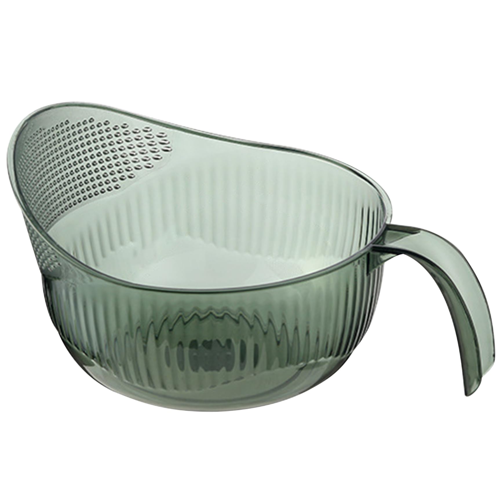 Hperu Rice Strainer, Plastic Rice Washer Bowl, Multifunctional Fruit Washing Strainer with Handle, 9x5 Inch, Green