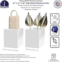 Vista 90 de Acrylic Display Riser Box Clear Plexiglass 12" x 12” x 19” No Lid Hollow Pedestal 5 Sided Display Trinkets Flowers Dust Cover Bin Collectible Items