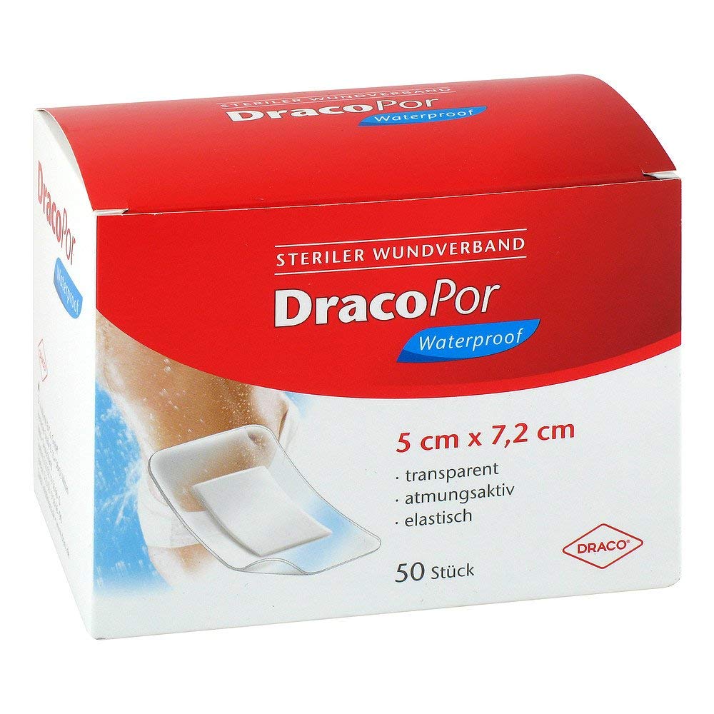 DRACOPOR waterproof Wundverband 5x7,2 cm steril 50 St