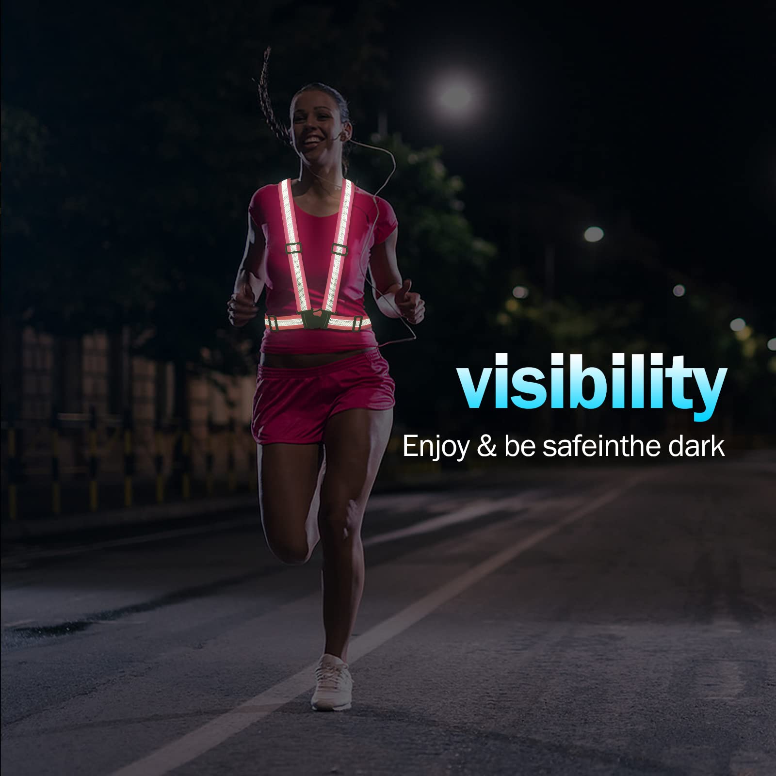 Chaleco reflectante para correr, chaleco de seguridad con correas reflectantes, chaleco de alta visibilidad para correr por la noche, ciclismo, motocicleta, caminar, paquete de 2
