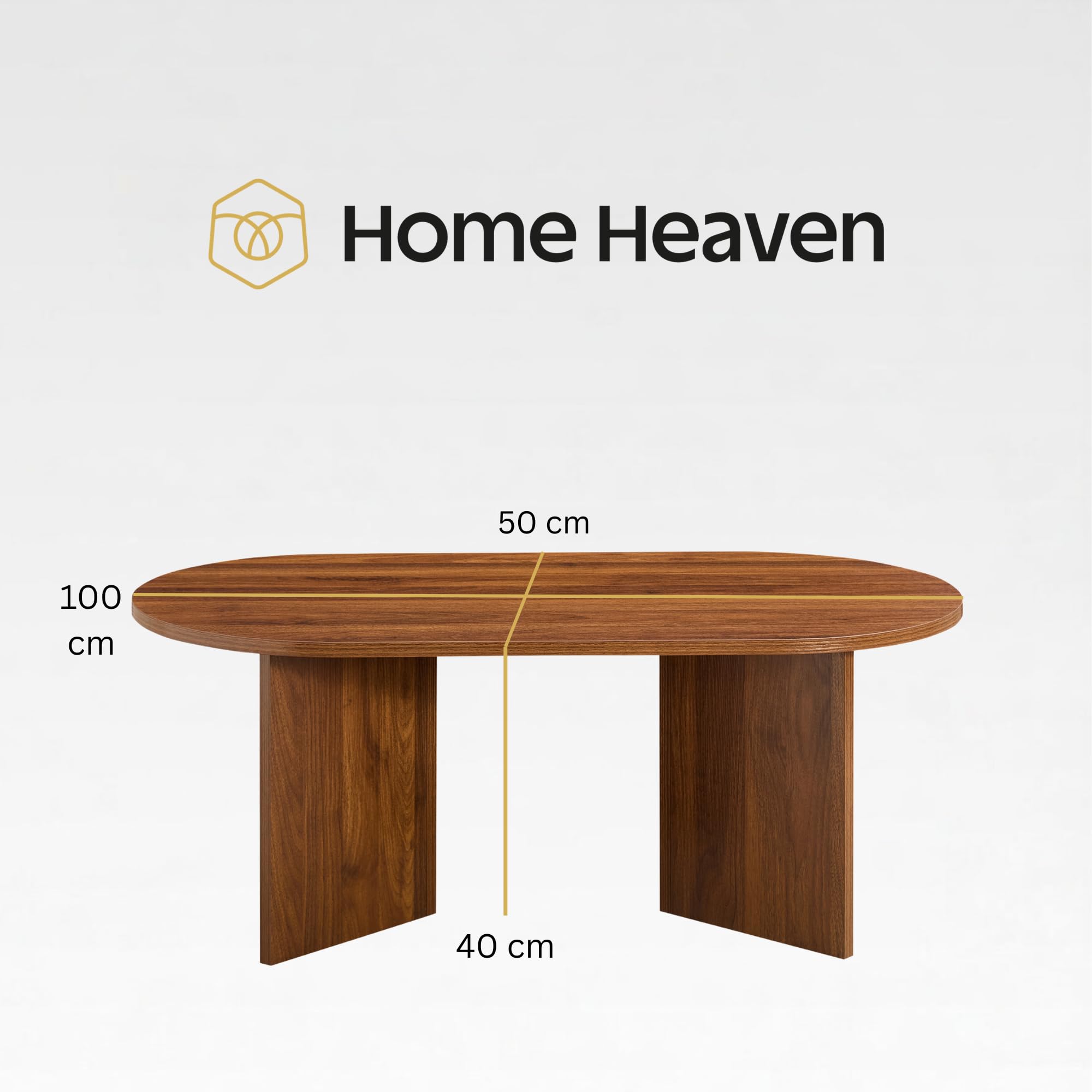 Couchtisch Oval Rund Braun Holz – 100 x 50 x 40 cm (L x B x H)