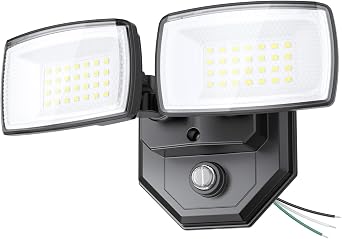 Onforu 3200lm Dusk to Dawn Outdoor Lighting, IP66 Waterproof, Auto on Off | 32W 6500K, 2 Adjustable Head Exterior Flood Lights Outdoor for Patio Garden Driveways, Hardwired, with Photocell, Black