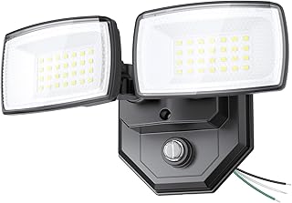 Onforu 32w 3200LM Dusk to Dawn Outdoor Lighting,6500K Dual-Head Flood Light Outdoor with Photocell,IP66 Waterproof Security Lights,Exterior Daylight Off and Night On Black Wall Light for Patio Garden