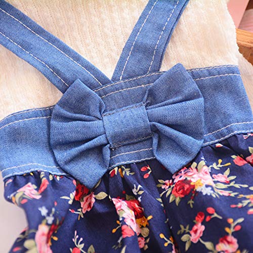 Hionre Pet Dress Bowknot Design Breathable Cotton Puppy Denim Overalls,Dog Dress For Small Medium Girl Dogs Blue Floral Xs #TOP5