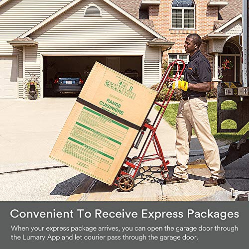 Lumary Smart Garage Door Opener Compatible with Alexa and Google Assistant, Wi-Fi Control, Message Notification Modes, No Hub Required.