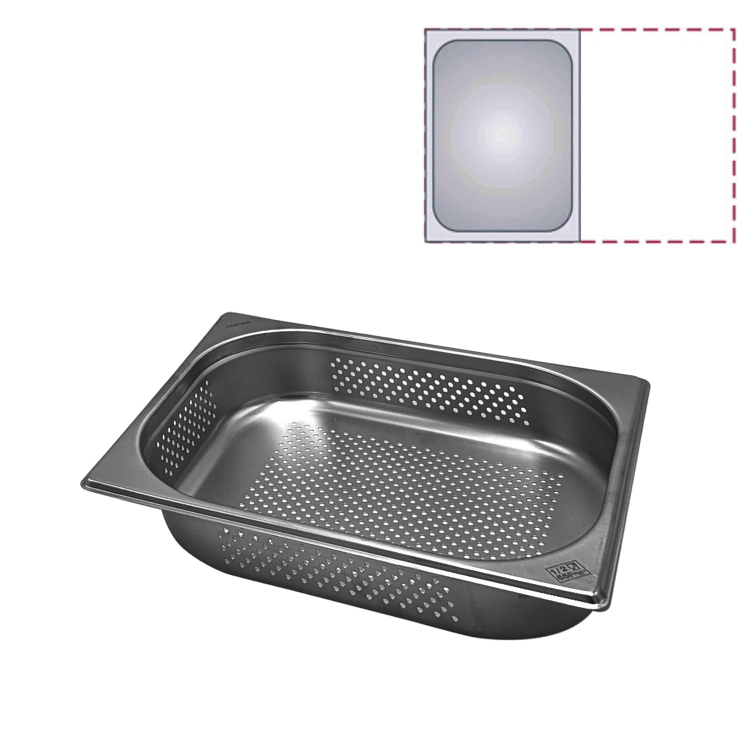 Comas Gastronorm GN 1/2 Behälter, gelocht, 325 x 265 mm, Edelstahl, stapelbar, robust - Kühlschränke, Öfen, Regale, Speisekammern, Karren - Professionell, Catering (H100 mm)