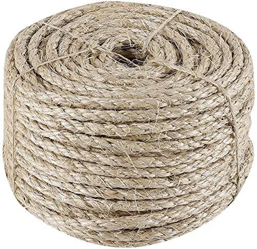 Niserelesa Corde en sisal pour arbre à chat - 6 mm (40 m) - Corde en chanvre naturel - Convient pour la décoration de jardin, arbre à chat, accessoire pour chat, jouet à griffes Cover