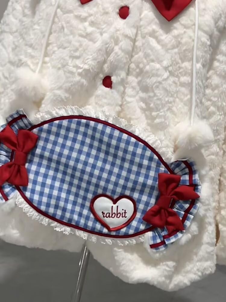 Kawaii bluza z kapturem płaszcz z kapturem dla kobiet nastolatków peleryna polarowa kurtka zimowa ubrania płaszcz sweter