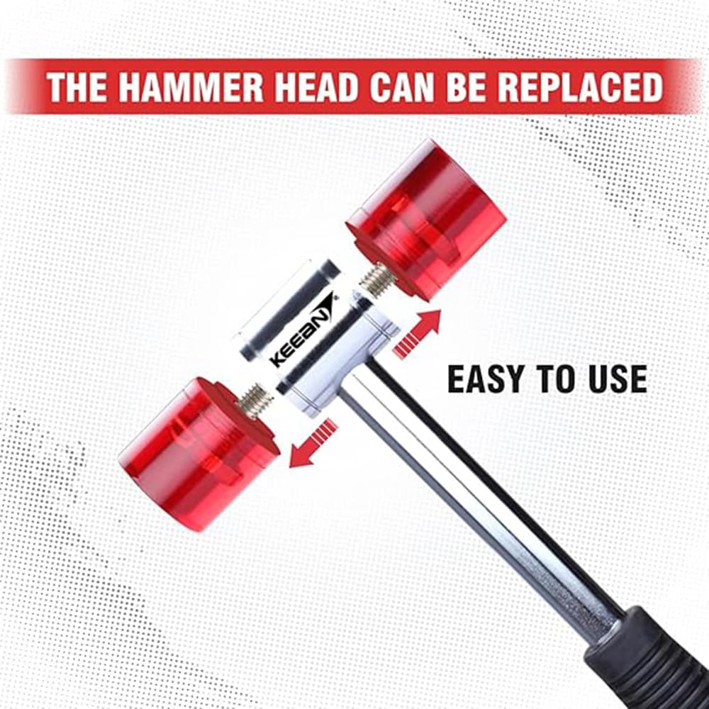 KEEAN 40 MM Soft Faced Acetate Mellet Industrial Hammer Non Slip Rubber Grip Bending Forming Metal Tile Fitting Wood Work Professional 2